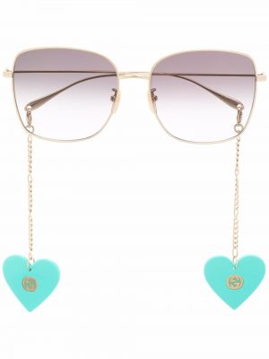 Spalvų gradiento rašto akiniai nuo saulės oversize Gucci Eyewear auksinė