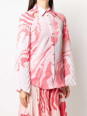 Košile s potiskem s abstraktním vzorem Thebe Magugu růžová