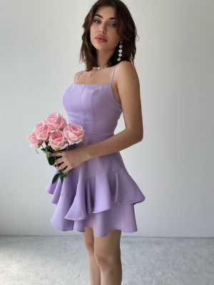 Регулируемая юбка на тонких бретелях, сиреневое вечернее платье в пол и сиреневое выпускное платье lovebox фиолетовый