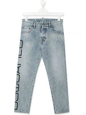 Trykt stretch jeans for jenter Dsquared2 Kids blå