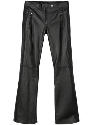 Usnjene ravne hlače Courreges črna