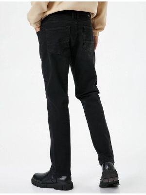 Bavlnené džínsy s rovným strihom Koton čierna