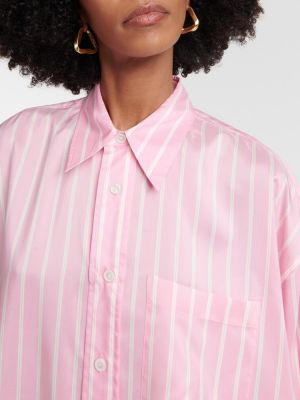 Prugasta svilena košulja Bottega Veneta ružičasta