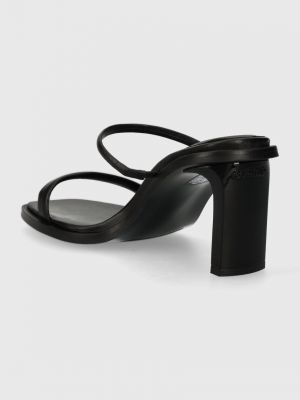 Kožené pantofle na podpatku Calvin Klein černé