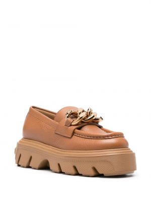 Nahast loafer-kingad Casadei pruun