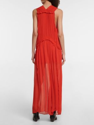 Šifonové hedvábné dlouhé šaty Isabel Marant červené
