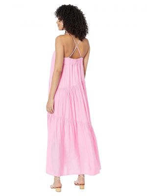 Плетеное длинное платье Moon River розовое