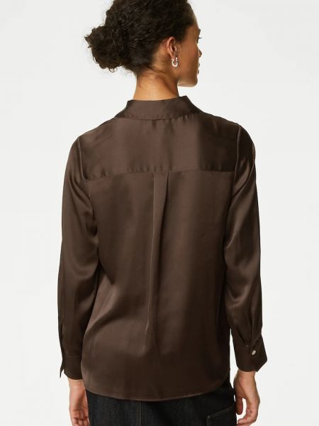 Атласная рубашка Marks & Spencer коричневая