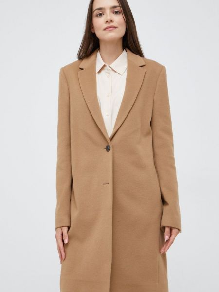 Вълнено палто с изолация Calvin Klein бежово