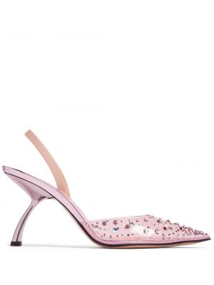Полуотворени обувки с кристали Pīferi розово