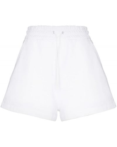 Pantalones cortos de cintura alta con cordones Prada blanco
