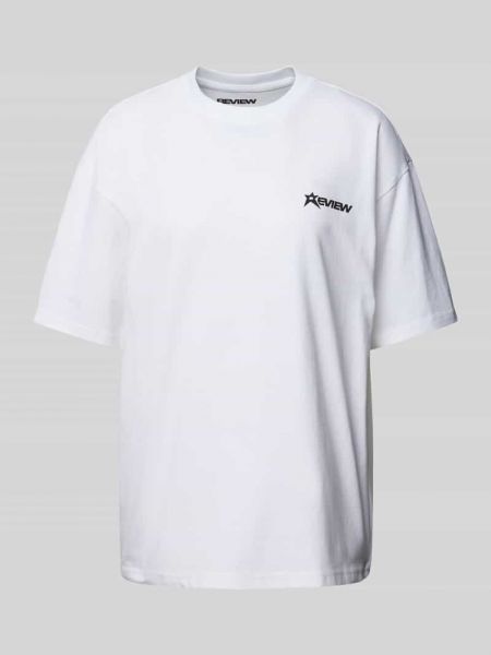 Koszulka z nadrukiem oversize Review biała