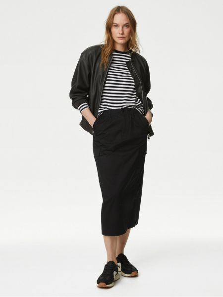 Midi sukně s kapsami Marks & Spencer černé