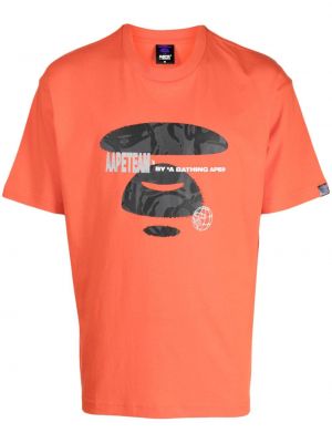 T-shirt con stampa con fantasia astratta Aape By *a Bathing Ape® arancione