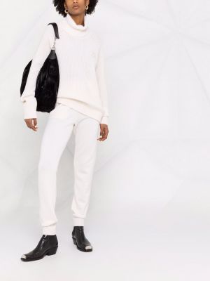 Pantalones de chándal con cordones de punto Karl Lagerfeld blanco
