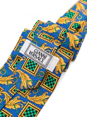 Cravate en soie à motif géométrique Versace Pre-owned bleu