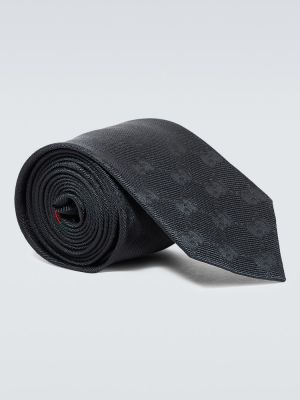 Jacquard selyem nyakkendő Gucci fekete