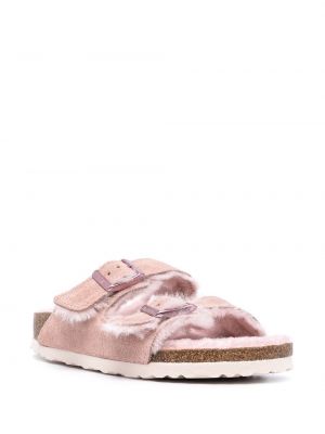 Pelz sandale mit schnalle Birkenstock pink