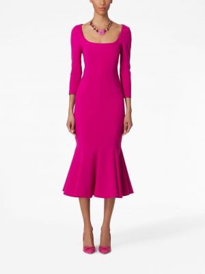 Peplum midi šaty Carolina Herrera růžové