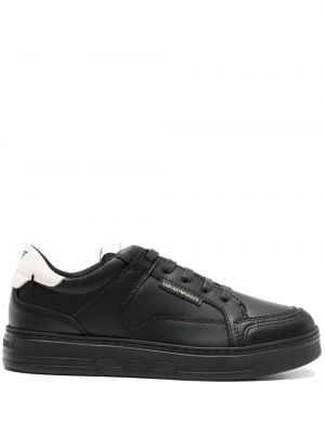 Csipkés bőr fűzős sneakers Emporio Armani fekete