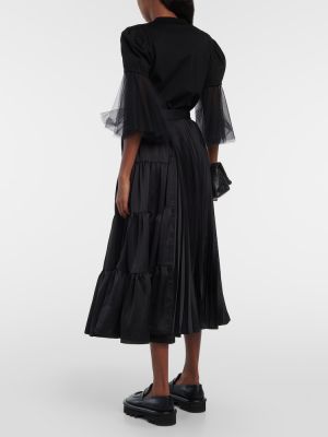 Plisovaná saténová midi sukňa Noir Kei Ninomiya čierna