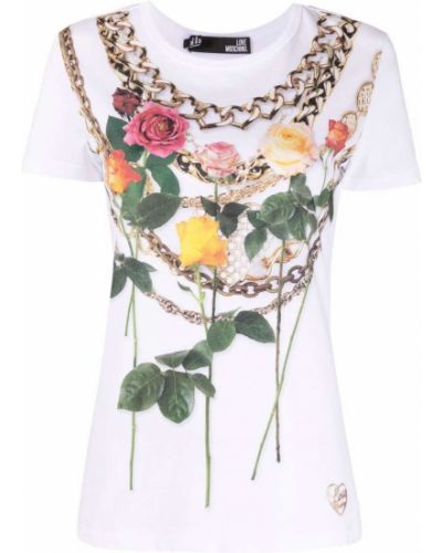 Camiseta de flores Love Moschino blanco