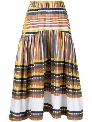 Pruhované bavlněné rozšířená sukně Silvia Tcherassi - bílá