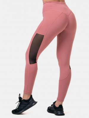 Teplákové nohavice s vysokým pásom so sieťovinou Nebbia ružová