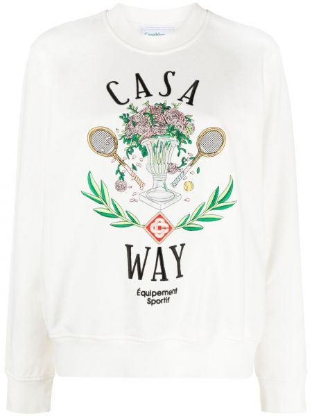 Trykt bomull sweatshirt Casablanca hvit