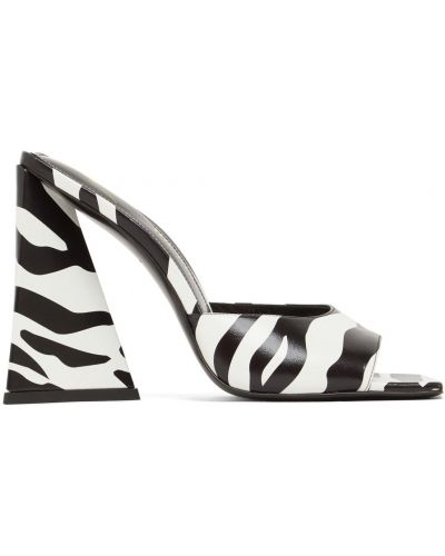Papuci tip mules din piele cu imagine cu model zebră The Attico negru