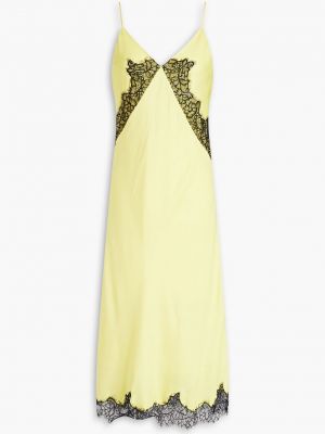 Кружевное атласное платье миди Rag & Bone желтое