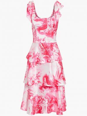 Атласное платье с бантом с принтом Marchesa Notte розовое