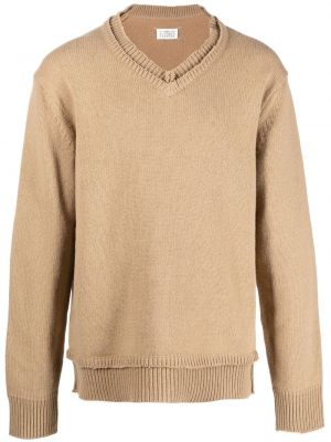 Пуловер с v-образно деколте Maison Margiela кафяво