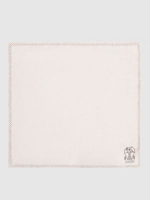 Бежевый шелковый платок с принтом Brunello Cucinelli