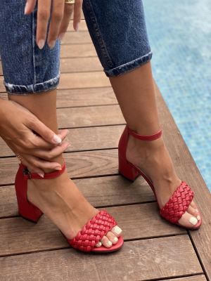 Nizki čevlji s peto İnan Ayakkabı rdeča