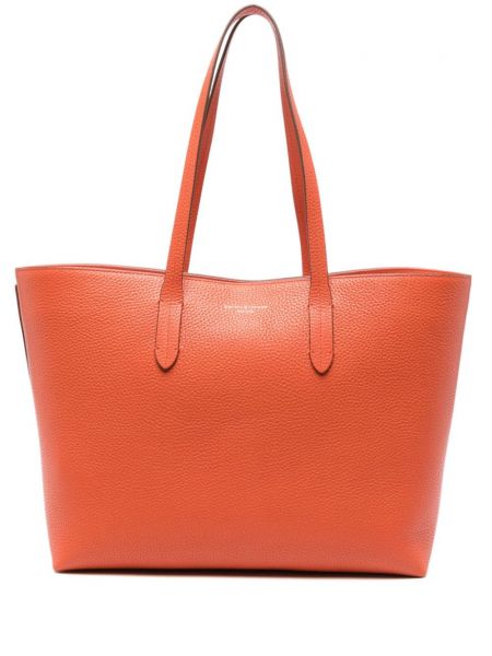 Kožená nákupná taška Aspinal Of London oranžová