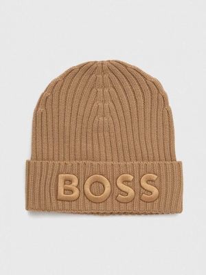 Бежевая шерстяная шапка Boss