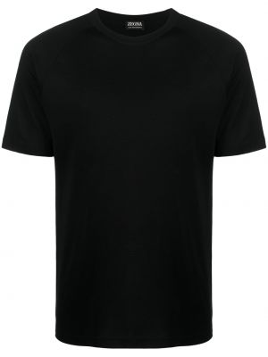 Vlněné tričko Zegna černé