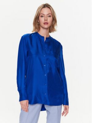 Hedvábná košile relaxed fit Calvin Klein modrá