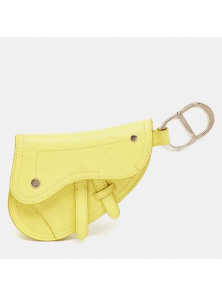 Bolso clutch de cuero retro Dior Vintage amarillo