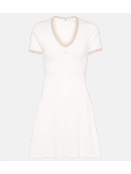 Βαμβακερή φόρεμα Courreges λευκό