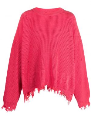 Pull en tricot couleur unie Monochrome rose