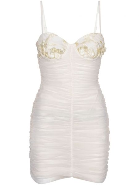 Μini φόρεμα με δαντέλα Rotate Birger Christensen λευκό