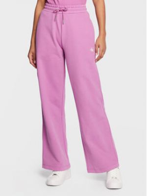Voľné priliehavé teplákové nohavice Calvin Klein Jeans ružová