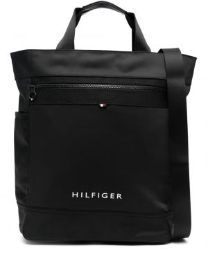 Nákupná taška s potlačou Tommy Hilfiger čierna