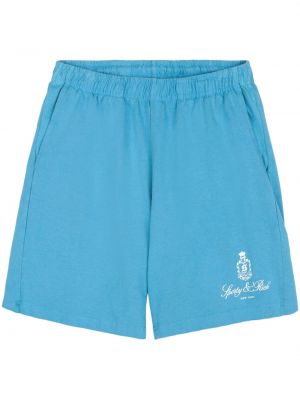 Shorts en coton à imprimé Sporty & Rich bleu