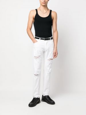 Pantalon droit effet usé Dolce & Gabbana blanc