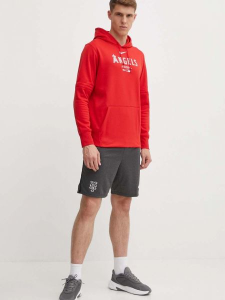 Bluza z kapturem z nadrukiem Nike czerwona