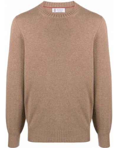 Плетен кашмирен пуловер Brunello Cucinelli кафяво