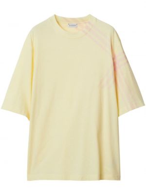 Kostkované bavlněné tričko s potiskem Burberry žluté